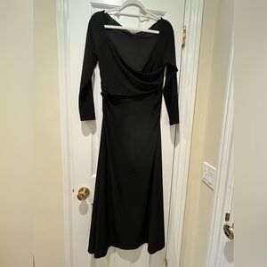 Babaton Flattering V-neck Black Dress with Side Rouching NWT